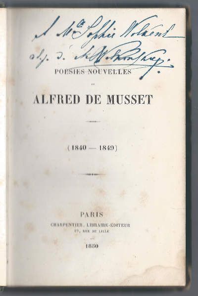 Musset Alfred de / Мюссе Альфред Poesies nouvelles / Новые стихотворения 1850